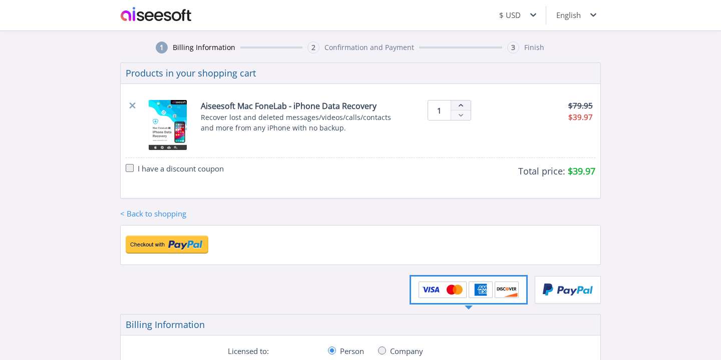 Checkout proof for Aiseesoft code AISEIOBT verified on August 14, 2026
