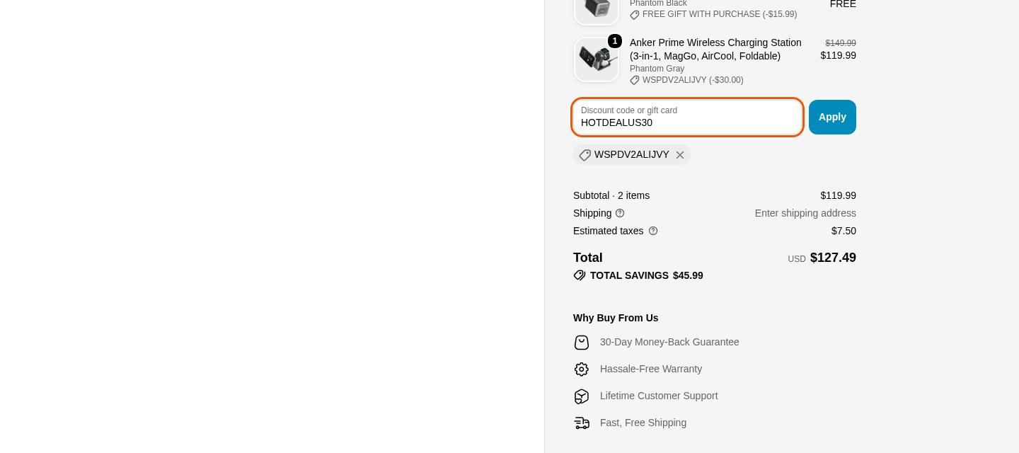 Anker checkout on Oct 8, 2026 showing a $45.99 discount applied