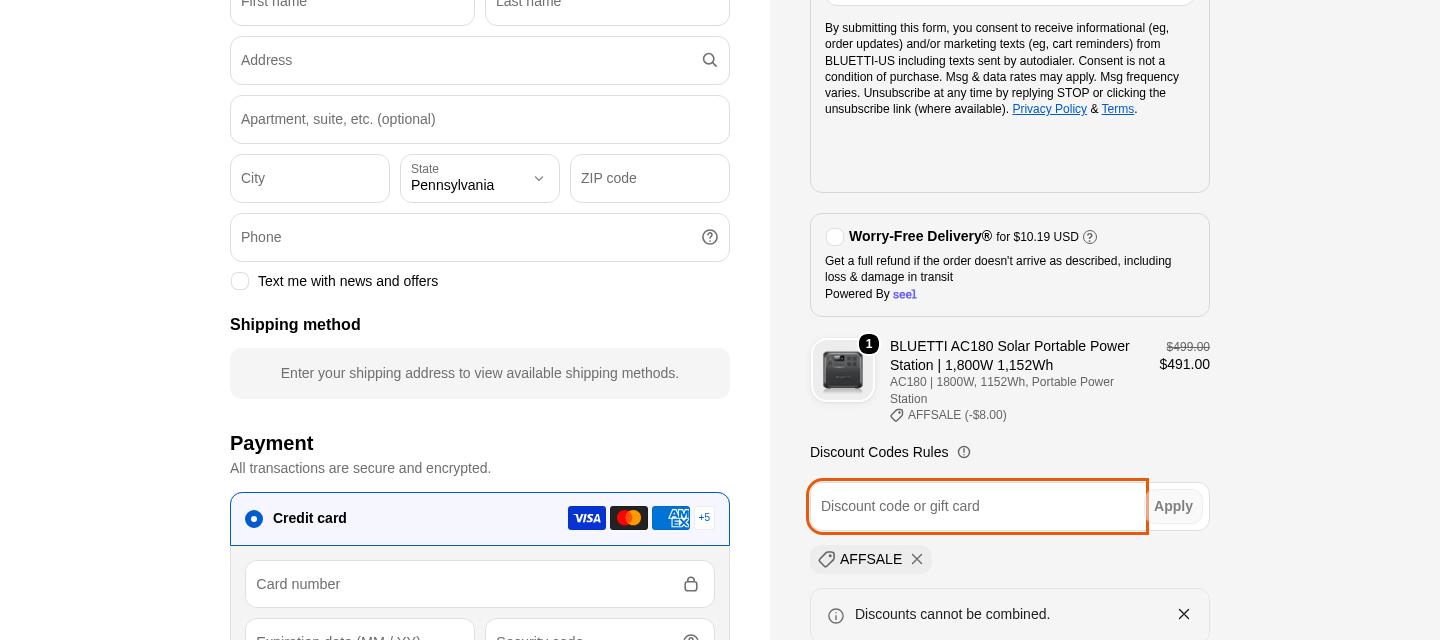 Bluetti checkout proof from Oct 26, 2026