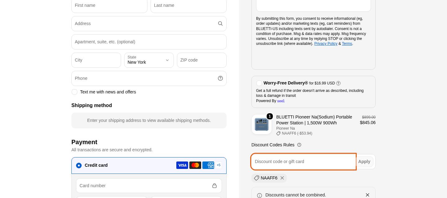 Bluetti checkout proof from Oct 27, 2026
