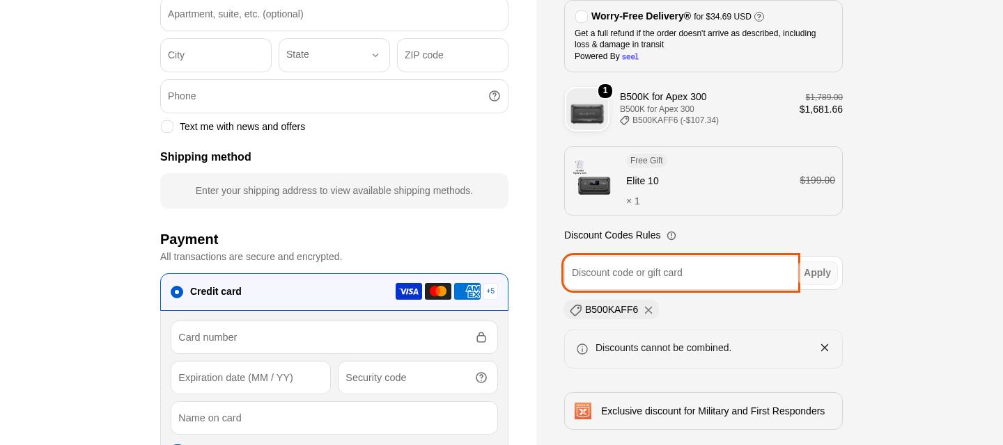 Bluetti checkout proof from Oct 28, 2026