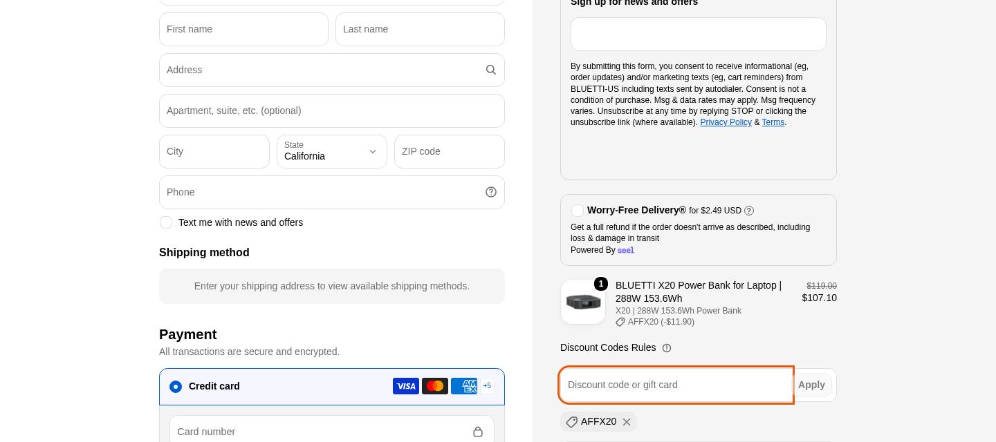 Bluetti checkout proof from Oct 28, 2026