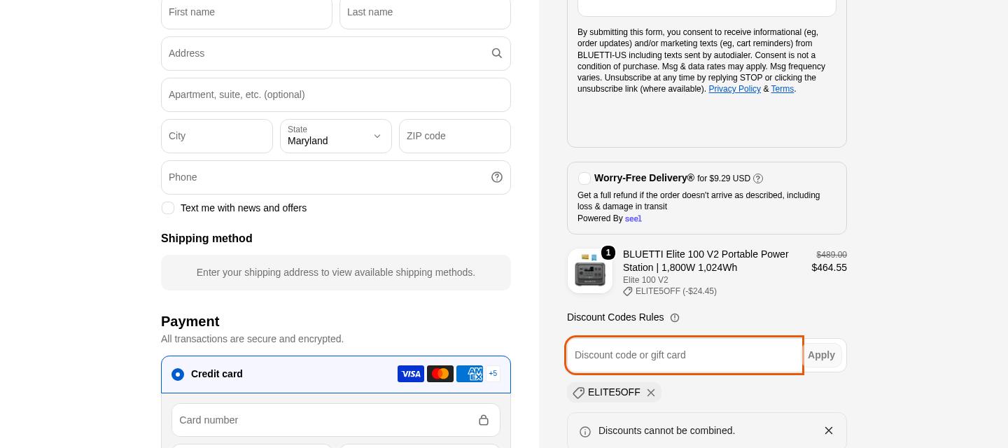 Bluetti checkout proof from Oct 28, 2026