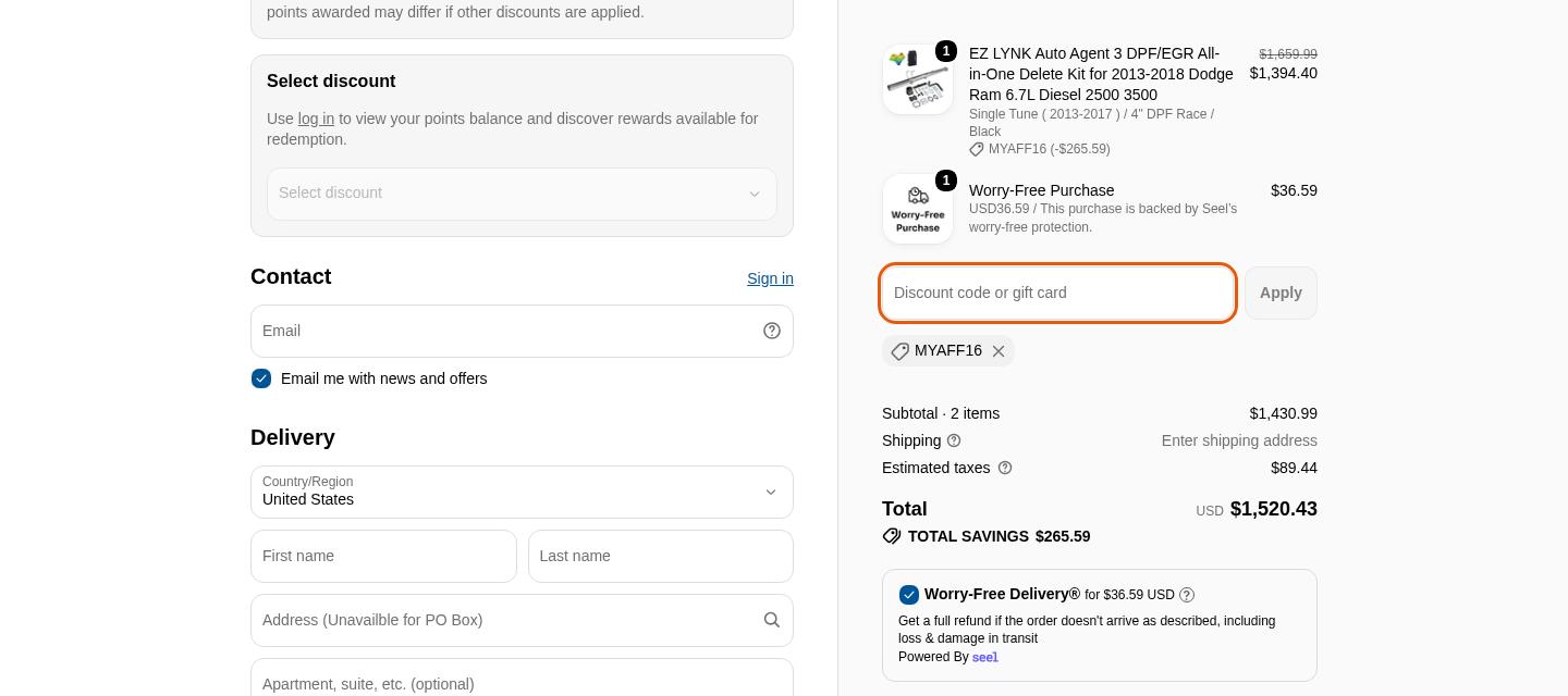 SPELAB checkout on Oct 8, 2026 showing a $265.59 discount applied