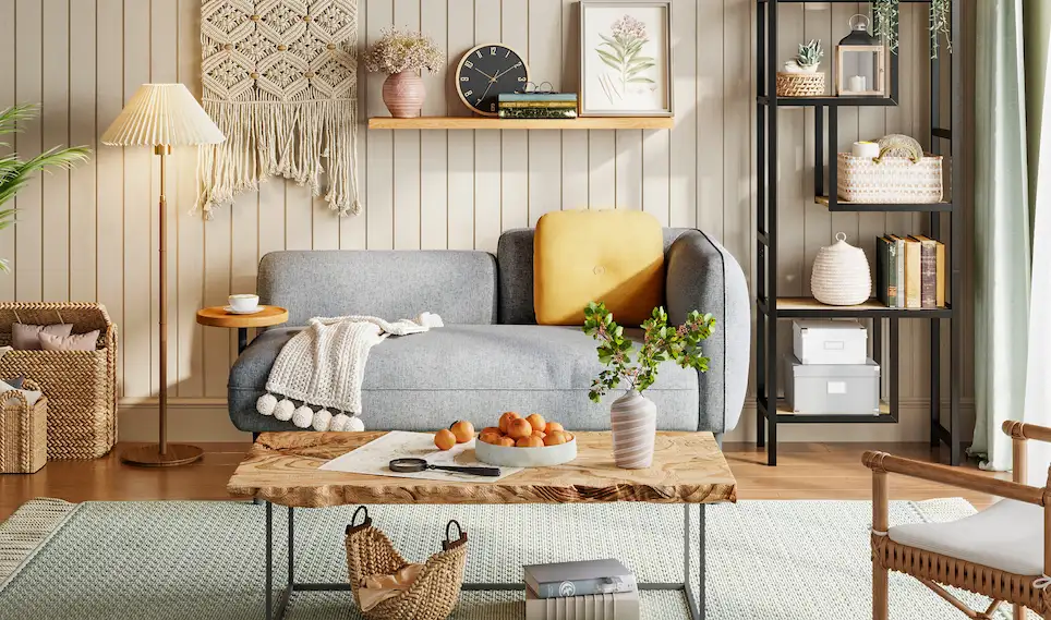 Linsy Home Elfin loveseat in a compact living room setup
