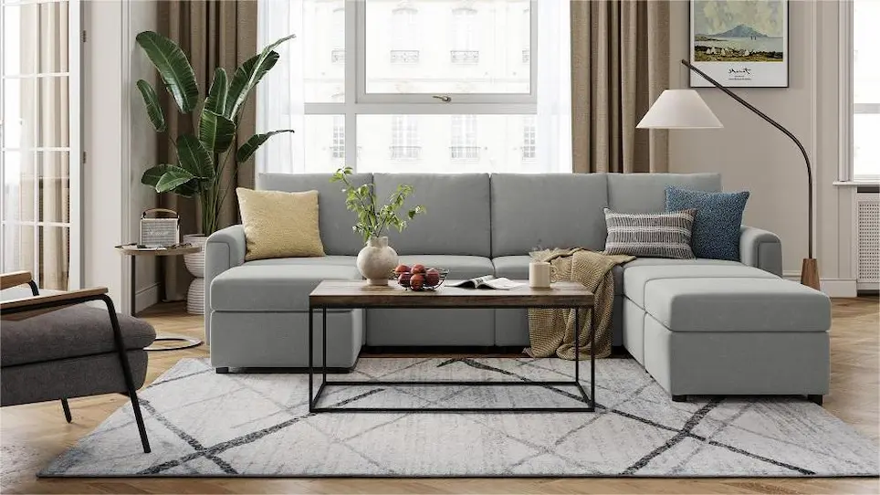 Linsy Home Rubik 4 seater modular sofa with chaise in a living room